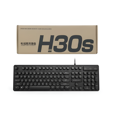 Black keyboard with 'H30s' branding on a white background