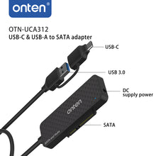 ONTEN USB-C & USB 3.0 to SATA Adapter with 3-Port USB Hub | UCA312