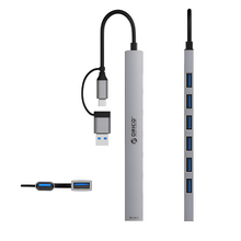 ORICO YSA2-U3 2-IN-7 USB Hub | USB-C & USB 3.0 to 7-Port USB Hub