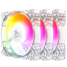 RGB cooling fans with transparent casing on a white background