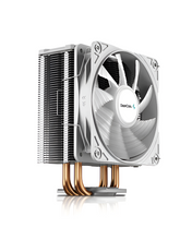 Computer CPU cooler with fan on a white background