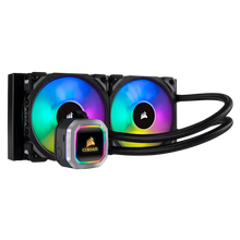 Corsair cooling system with RGB LED fans on a white background