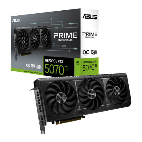 Asus Prime graphics card with packaging on a white background