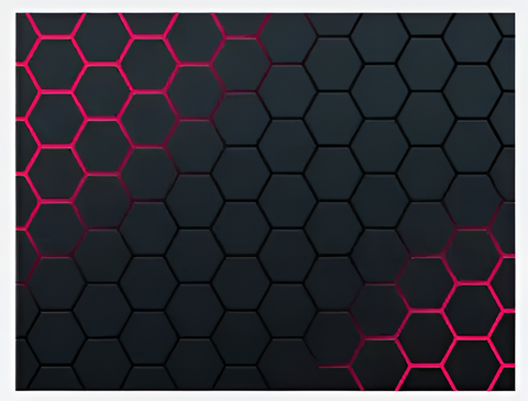 Hexagonal pattern with red outlines on a black background