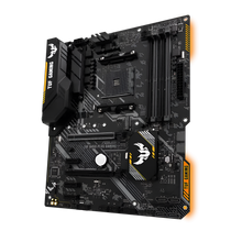 Gaming motherboard with TUF Gaming logo on a white background