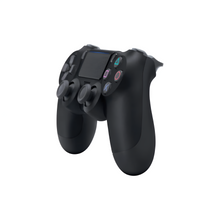 Black gaming controller on a white background