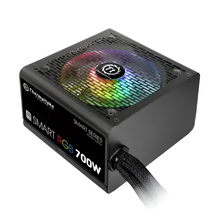 Thermaltake Smart RGB 700W power supply unit with RGB fan on a white background