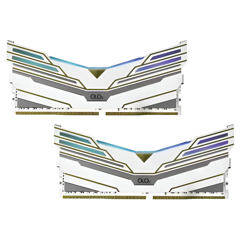 Two OLO brand computer memory modules on a white background