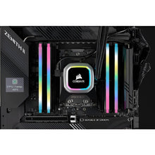 Computer hardware with Corsair cooling system on a black background