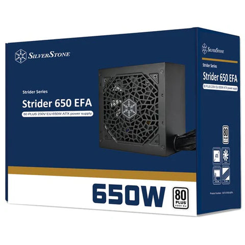 SilverStone Strider 650 EFA power supply box on a white background