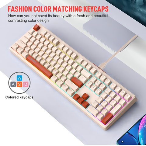 OIJIGE K108 Wired RGB Gaming keyboard White