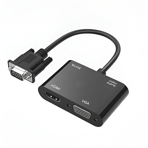 VGA to HDMI to VGA Converter with Chip – Bidirectional Video Adapter
