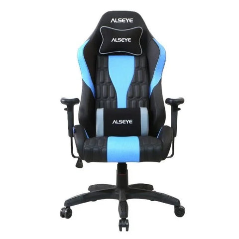 Black and blue gaming chair with 'ALSEYE' branding on a white background