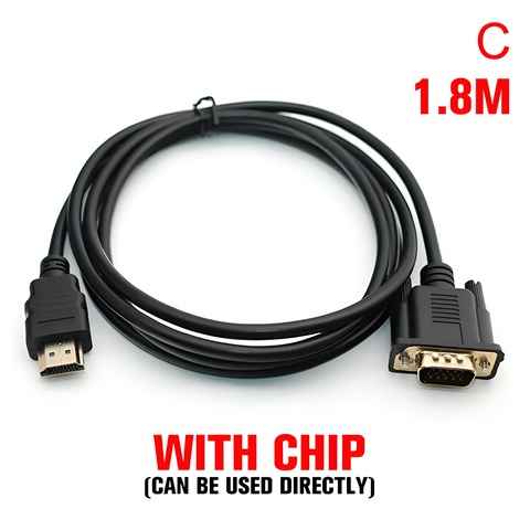 Black HDMI to DVI cable with 'WITH CHIP' text on a white background