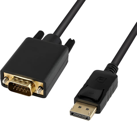DisplayPort to VGA adapter cable on a white background
