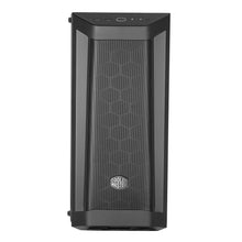 Black computer case with honeycomb design on a white background