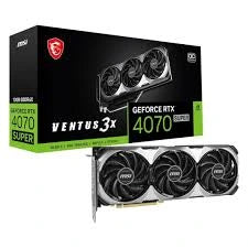 Graphics card packaging with 'GeForce RTX 4070' branding on a black background