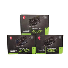 Three boxes of NVIDIA GeForce RTX 4060 Ti graphics cards on a white background