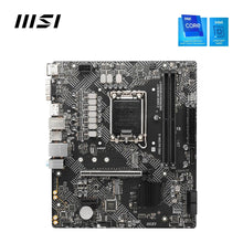 MSI computer motherboard with Intel logos on a white background