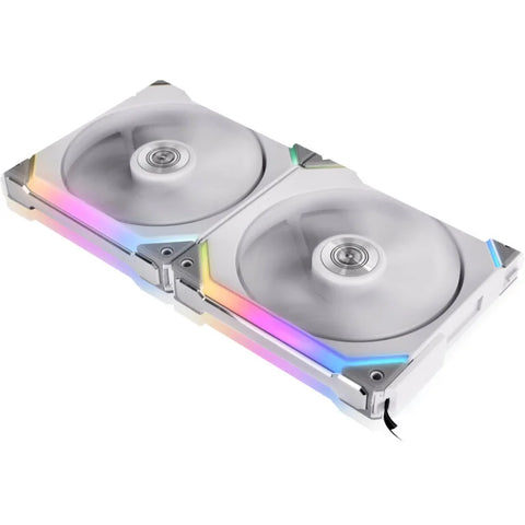 Computer hard drive with RGB lighting on a white background