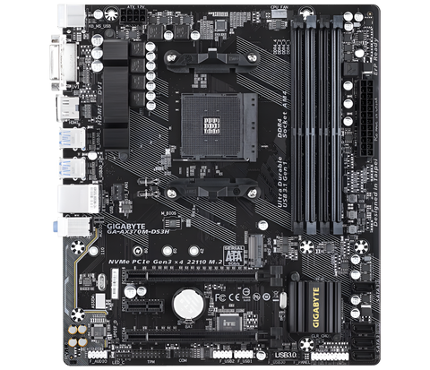 Gigabyte motherboard on a white background