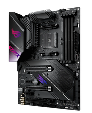 Computer motherboard with ROG (Republic of Gamers) branding on a white background