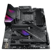 Computer motherboard with ASUS ROG logo on a white background