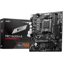 MSI Pro B650M-B motherboard with packaging on a white background
