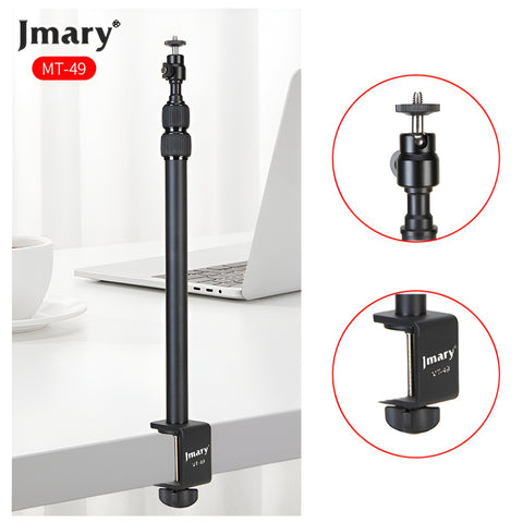 Jmary desk mount with laptop and cup on a white background
