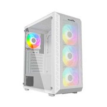 White computer case with RGB fans on a white background