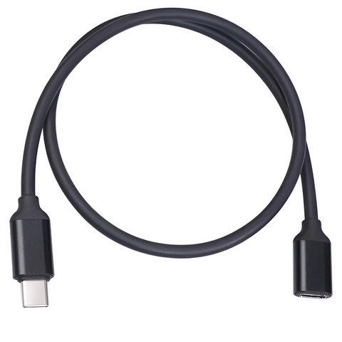 Black USB cable with two connectors on a white background