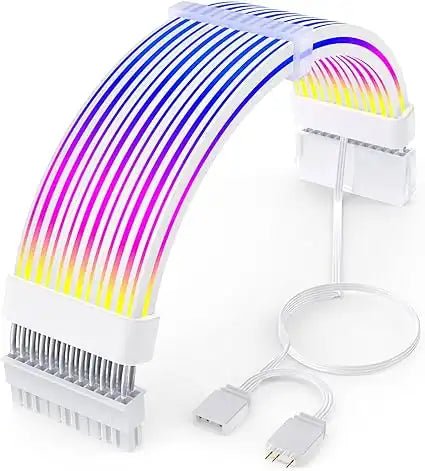 71B2of_3PYL._AC_SX425 Colorful LED strip with white base and USB cable on a white background
