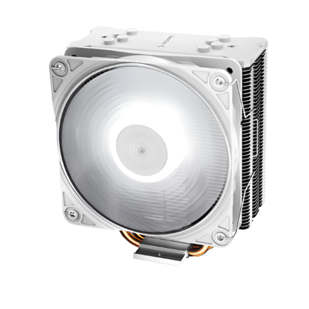Computer cooling system with fan on a white background