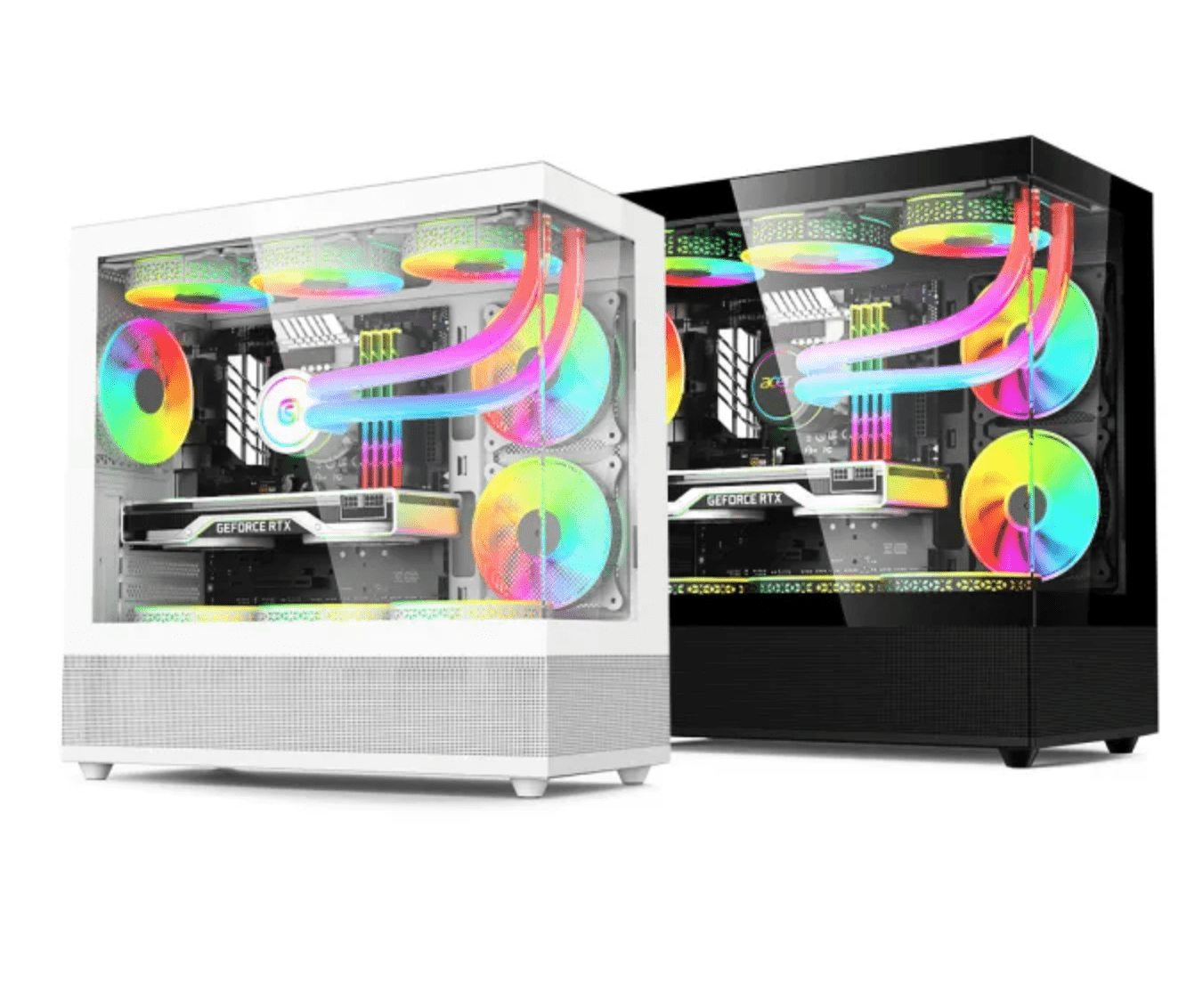 httpsamdhouse.pkwp-contentuploads202503Screenshot-2025-03-08-190523 Two computer cases with RGB lighting on a white background