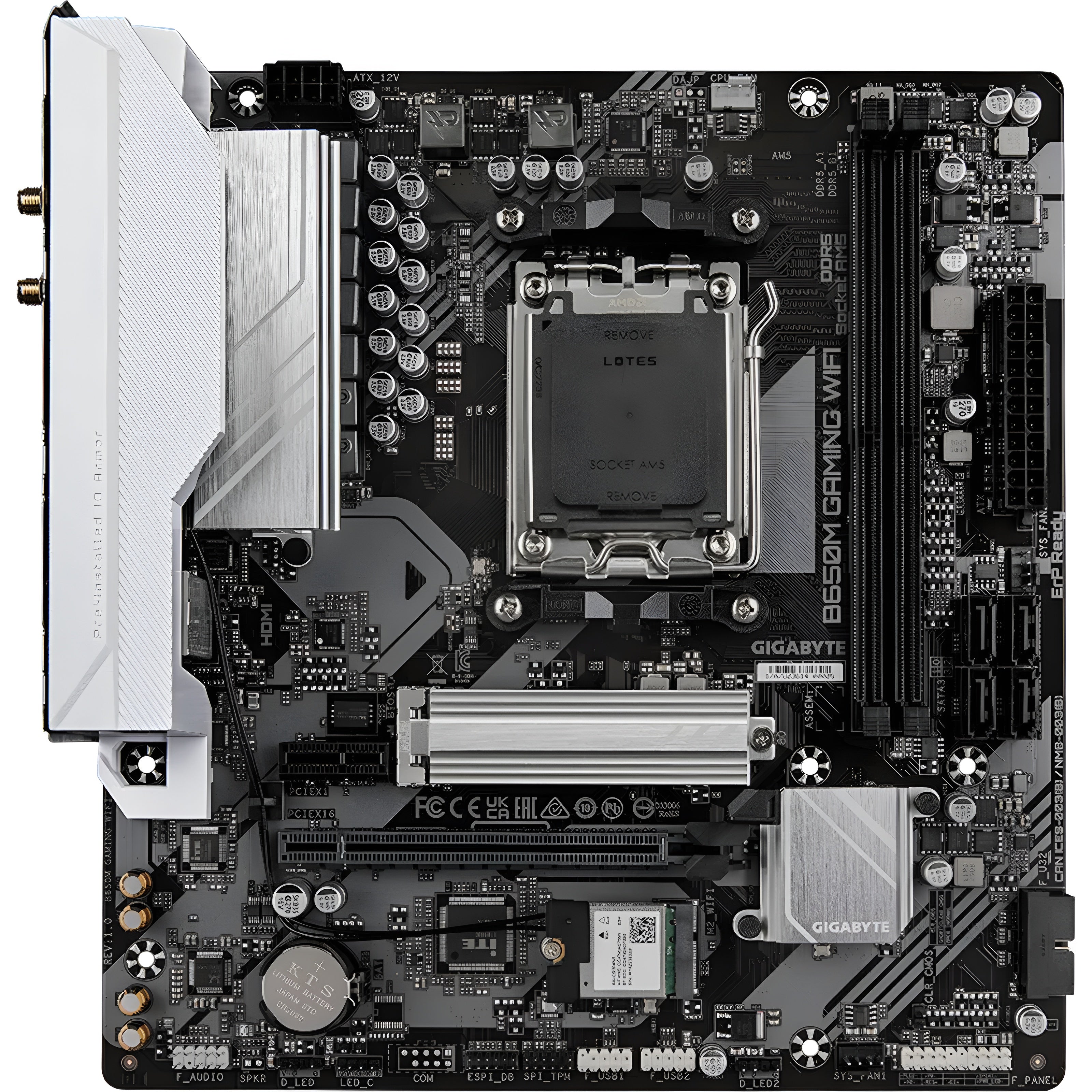 mother_board_21 Gigabyte B650M Gaming WiFi motherboard on a white background