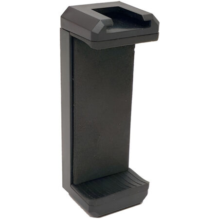 Black plastic stand on a white background