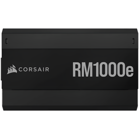 Corsair RM1000e power supply unit on a white background