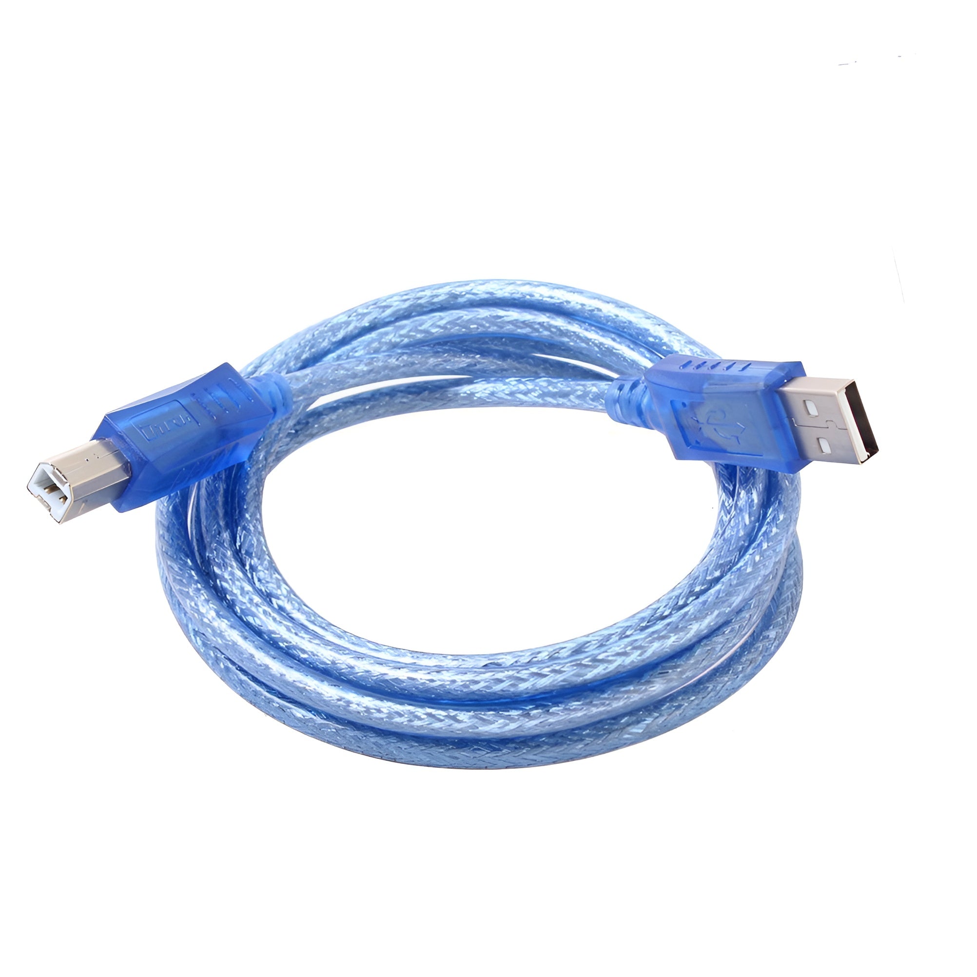 usb_11 Blue USB cable with connectors on a white background