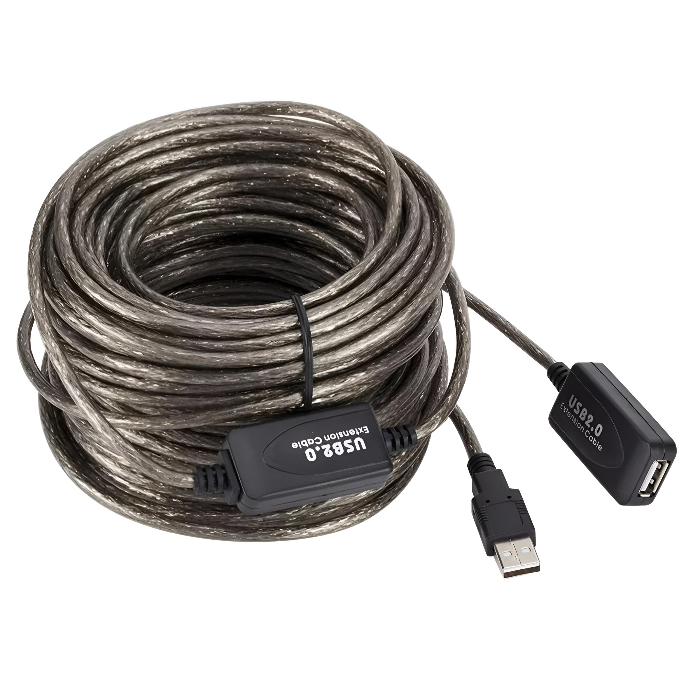 usb_2 Coiled USB extension cable with connectors on a white background