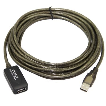 Coiled USB cable with a USB hub on a white background