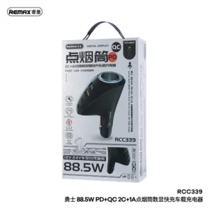 REMAX RCC339 Warriors Series 88.5W PD+QC 2C+1A Fast Car Charger with Digital Display
