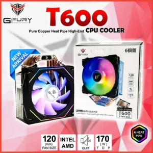 GFury GLACIER X2 GF-T600 RGB 6 Heat Pipes Dual Fan CPU Cooler