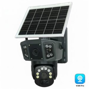 CA-WC013 Solar Outdoor 8mp Dual Lens Camera Pan Tilt Pir Motion Detection With V380 Pro App