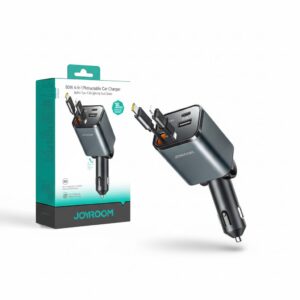 Joyroom JR-CCL05 65W 4-in-1 Retractable Car Charger-Dark Grey