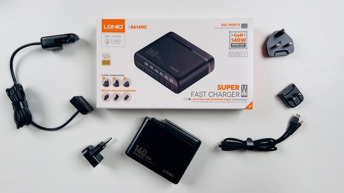 LDNIO A6140C 140W Super Fast charging 1.5M replaceable plug extension cord LED display