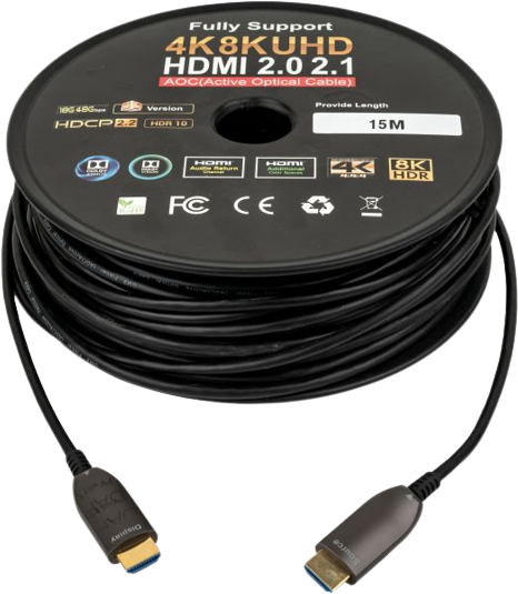 15m Fiber Hdmi Cable 2.0/2.1 Aoc(active Optical Cable) 30awg Copper Support 4k 8k Uhd