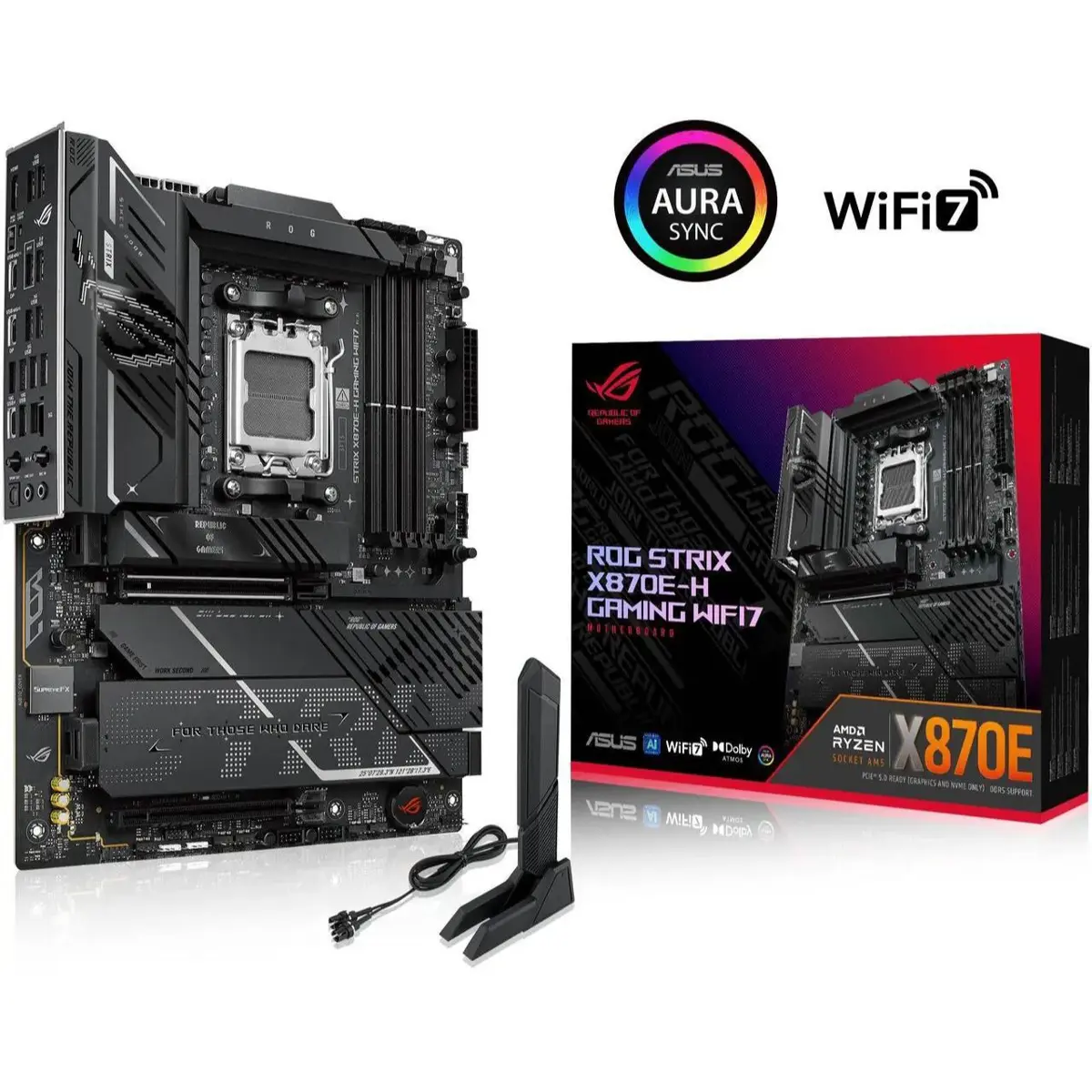 Asus ROG STRIX X870E-H Gaming Wifi7 AMD AM5 ATX Motherboard with DDR5 AEMP, WiFi 7