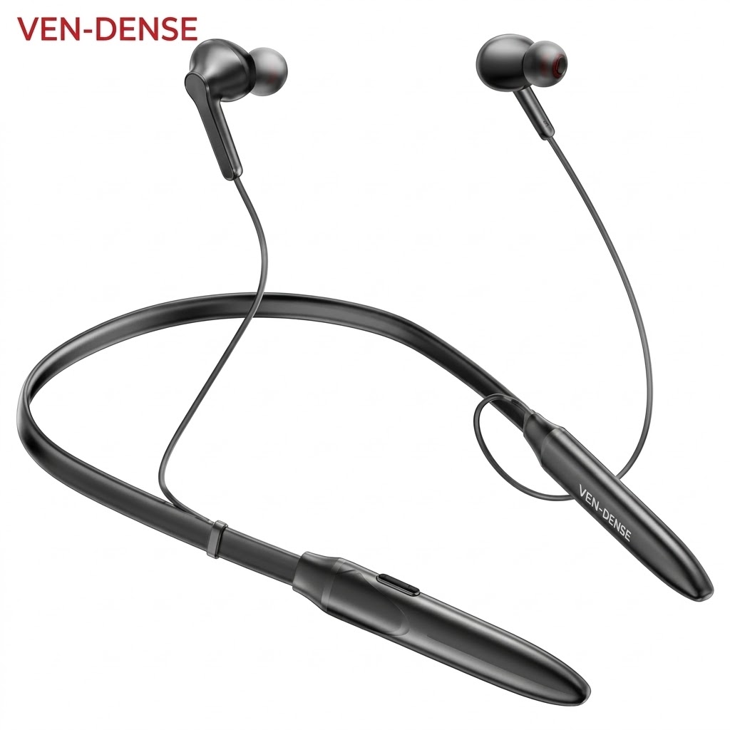Ven dens VD-BT059 Bluetooth 5.3 Wireless Neckband 10H Talk Time 200mAh Battery, Deep Bass, Built-in Mic, 10m Range