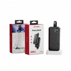 Ven Dens VD-PB062 30000mAh Power Bank – 22.5W Fast Charging with Digital Display & Built-in Type-C and Lightning Cables