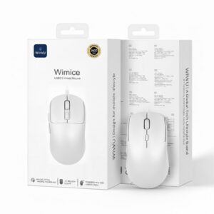 WIWU WM111 White Wired Office Mouse 6-Button Layout for Enhanced Productivity